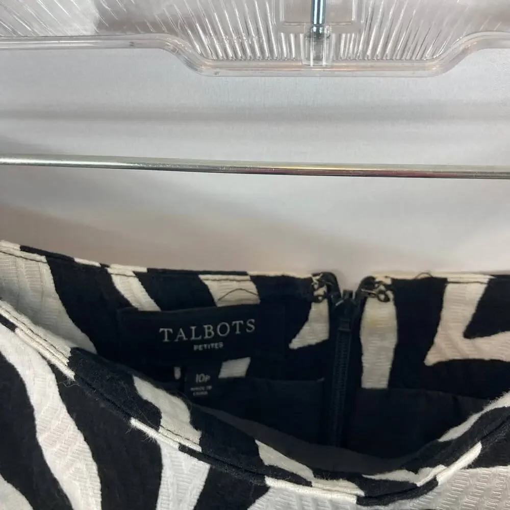 Talbots Zebra Print Pencil Skirt Size 10P
